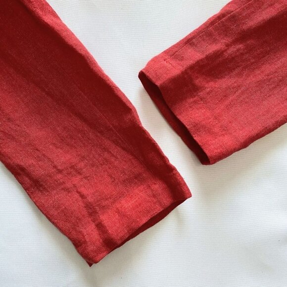 AGNES B PARIS RED LINEN HOODED TOGGLE CLOSURE BLOUSE TOP - 6 - Picture 11 of 12